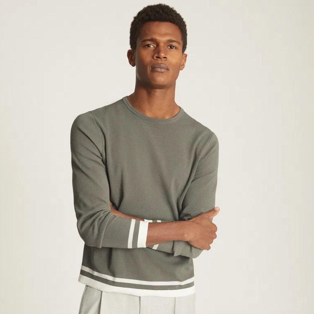 REISS Handsome Tipped Crew Neck sweater size small